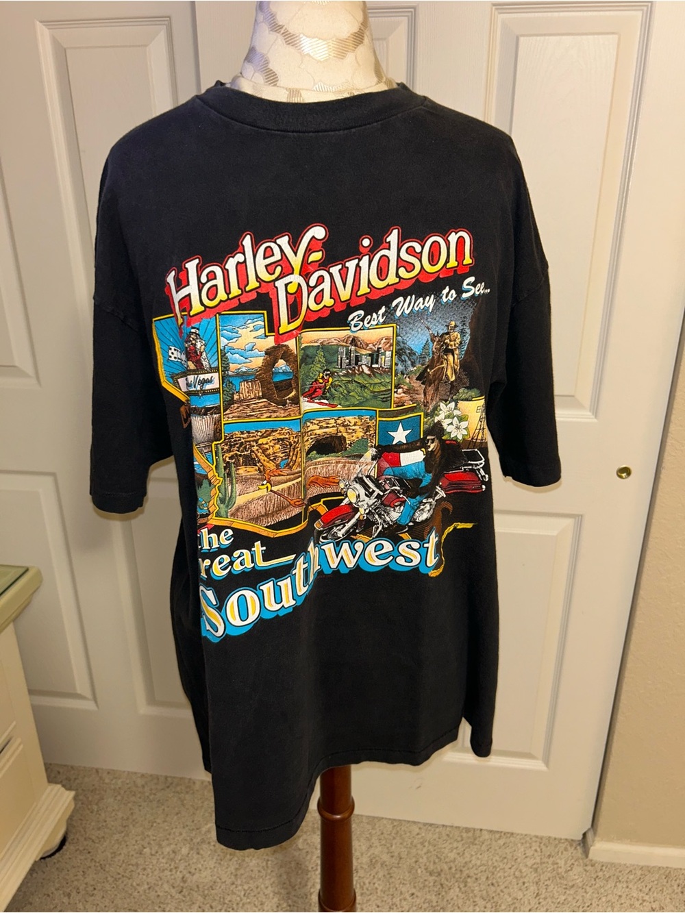 Vintage 89-90s Harley Davidson The Great Southwest Shirt XL Single Stitch LA CA